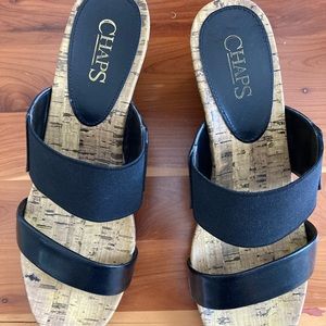 CHAPS black slip-on sandals size 7M